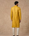 Manyavar Men Mustard Blended Viscose Kurta Pajama