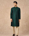 Manyavar Men Dark Green Art Silk Kurta Pajama