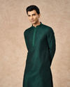 Manyavar Men Dark Green Art Silk Kurta Pajama
