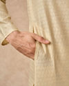 Manyavar Men Beige Art Silk Kurta Pajama