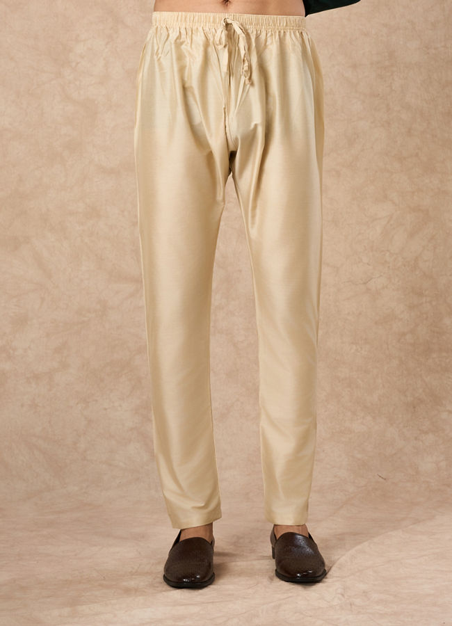 Manyavar Men Beige Art Silk Kurta Pajama