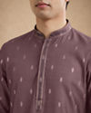 Manyavar Men Purple Self-Textured Blended Viscose Kurta Pajama Set