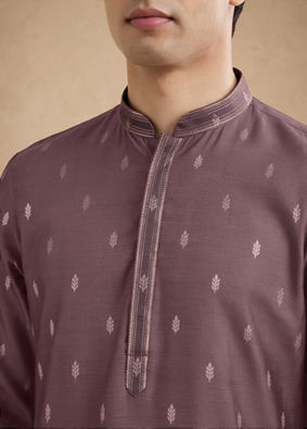 Manyavar Men Purple Self-Textured Blended Viscose Kurta Pajama Set