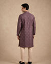 Manyavar Men Purple Self-Textured Blended Viscose Kurta Pajama Set