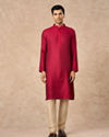 Manyavar Men Pink Blended Viscose Kurta Pajama