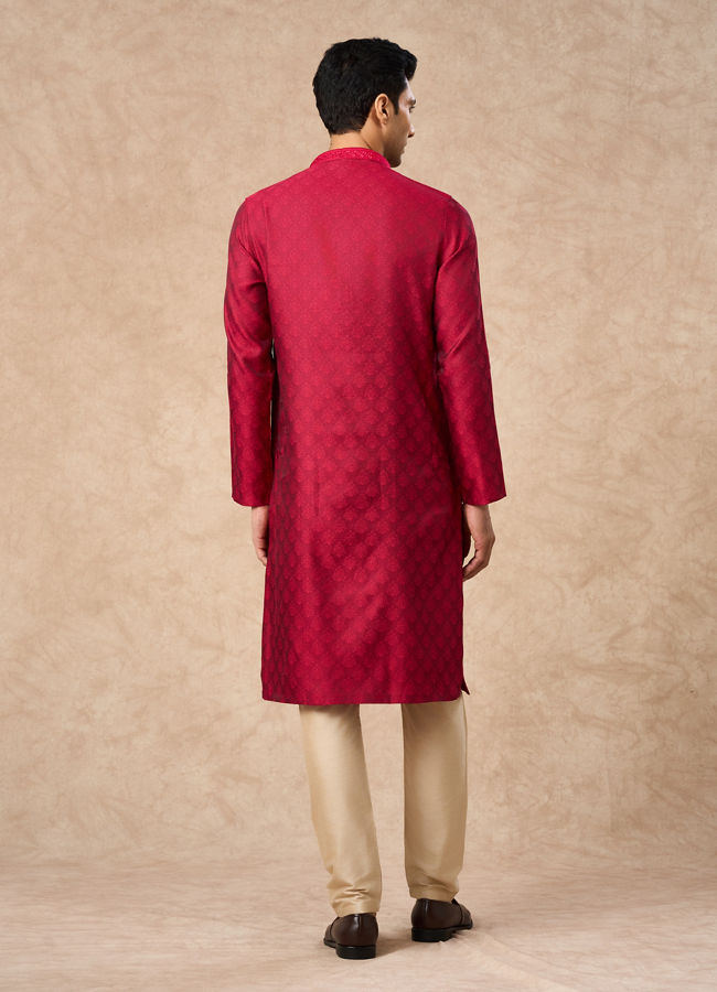 Manyavar Men Pink Blended Viscose Kurta Pajama