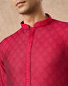 Manyavar Men Pink Blended Viscose Kurta Pajama