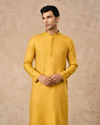 Manyavar Men Mustard Blended Viscose Kurta Pajama