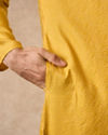Manyavar Men Mustard Blended Viscose Kurta Pajama