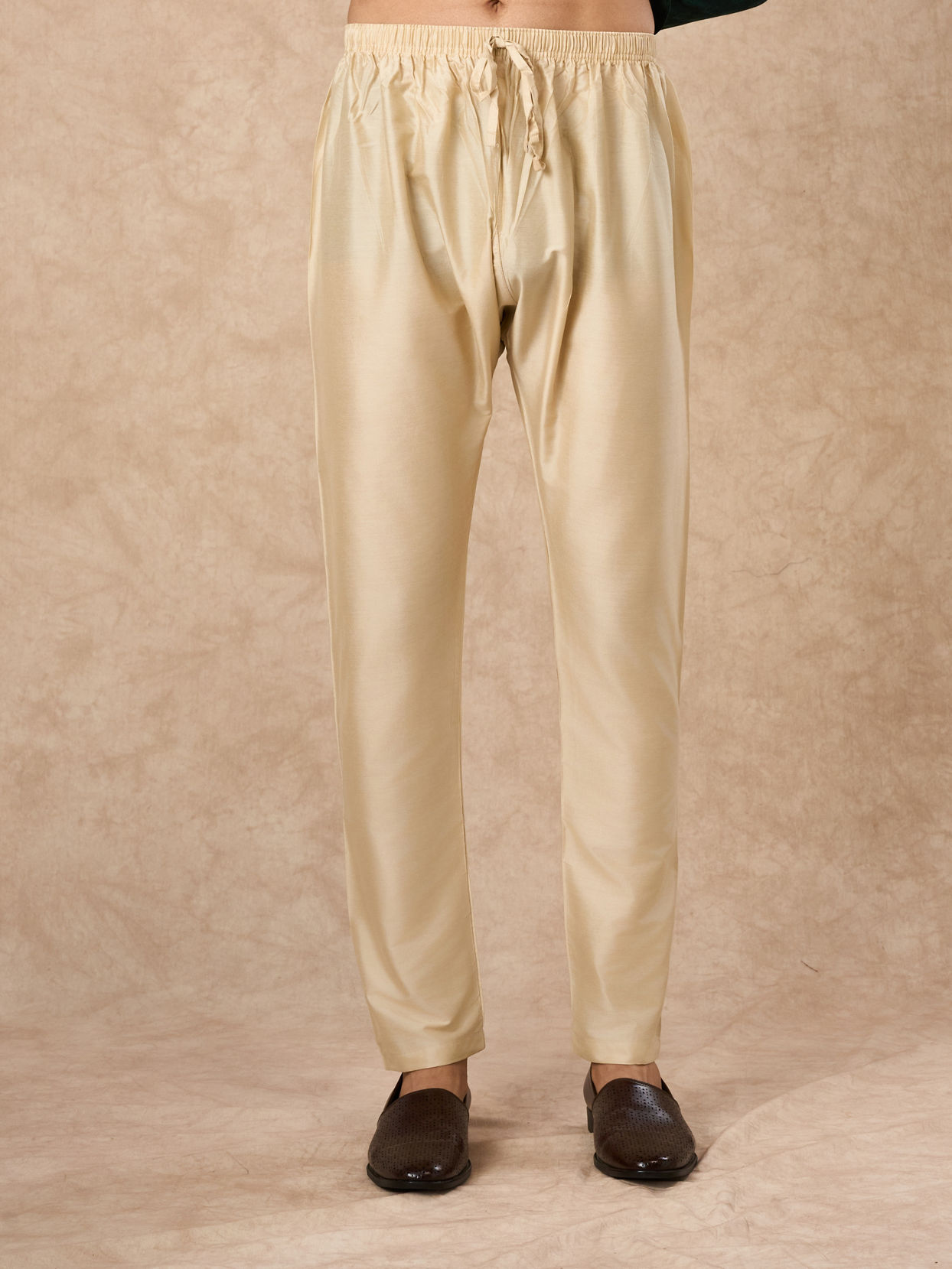 Manyavar Men Mustard Blended Viscose Kurta Pajama
