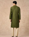 Manyavar Men Olive Green Blended Viscose Kurta Pajama