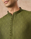 Manyavar Men Olive Green Blended Viscose Kurta Pajama