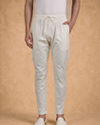 Manyavar Men Cream Blended Cotton Kurta Pajama with Chikankari