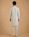 Manyavar Men Cream Blended Cotton Kurta Pajama with Chikankari
