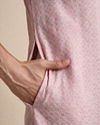 Manyavar Men Pink Blended Cotton Kurta Pajama with Embroidery