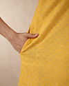 Manyavar Men Mustard Blended Cotton Kurta Pajama with Embroidery