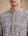 Manyavar Men Cream Viscose Kurta Pajama with Print