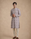 Manyavar Men Cream Viscose Kurta Pajama with Print