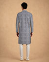 Manyavar Men Dark Grey Blended Cotton Kurta Pajama with Print