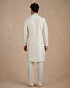 Manyavar Men Cream Blended Viscose Kurta Pajama with Basic Design