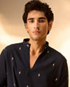 Manyavar Men Dark Blue Blended Rayon Kurta Pant Set