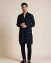 Manyavar Men Dark Blue Blended Rayon Kurta Pant Set