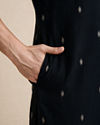 Manyavar Men Dark Blue Blended Rayon Kurta Pant Set