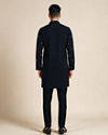 Manyavar Men Dark Blue Blended Rayon Kurta Pant Set