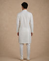 Manyavar Men White Blended Viscose Kurta Pajama with Self-Texture