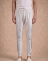 Manyavar Men White Blended Viscose Kurta Pajama with Self-Texture