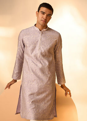 Manyavar Men Purple Brocade Kurta Pajama