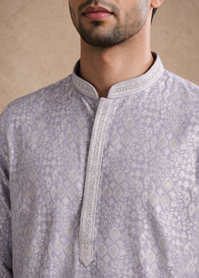 Manyavar Men Purple Brocade Kurta Pajama
