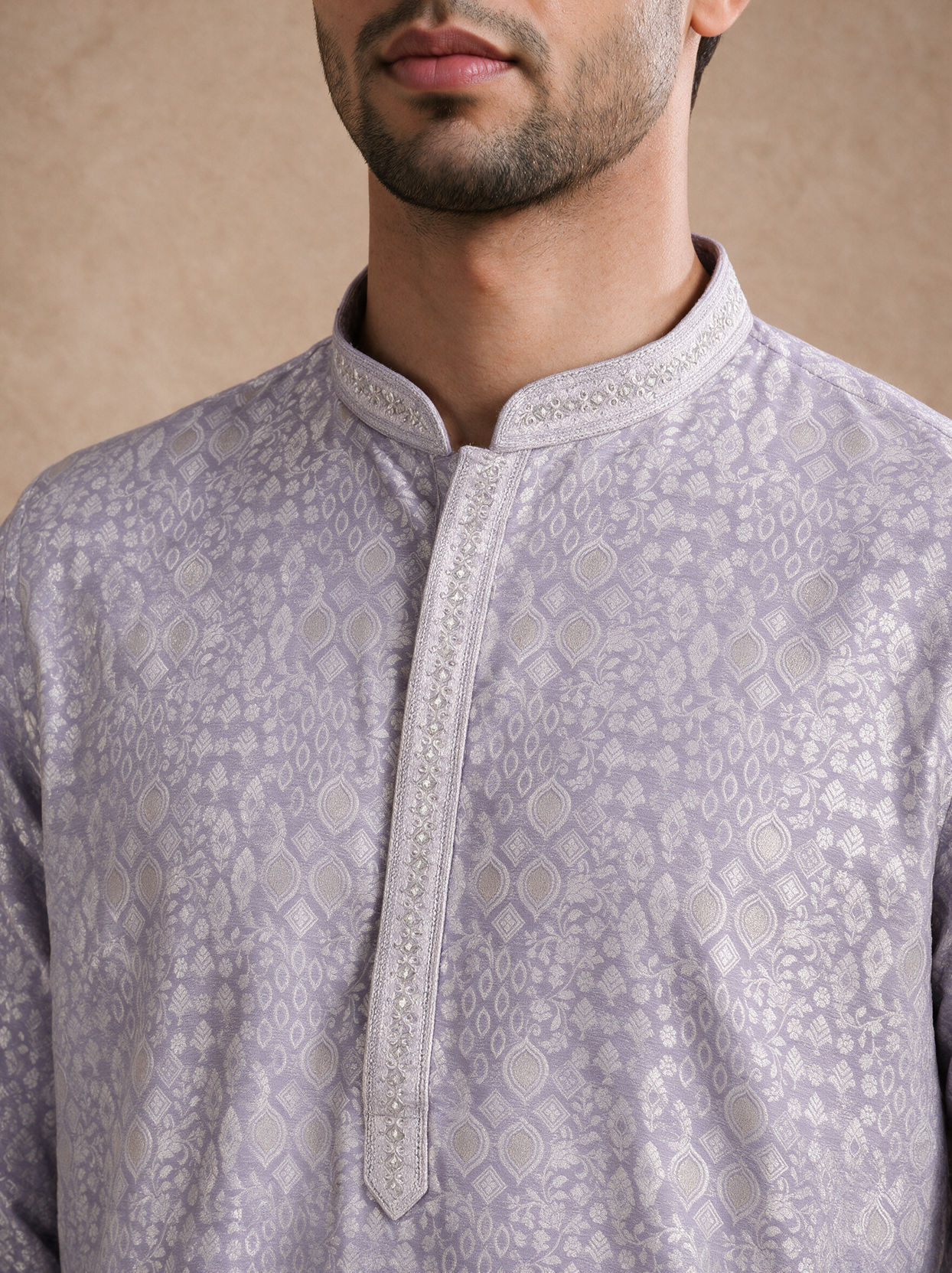 Manyavar Men Purple Brocade Kurta Pajama