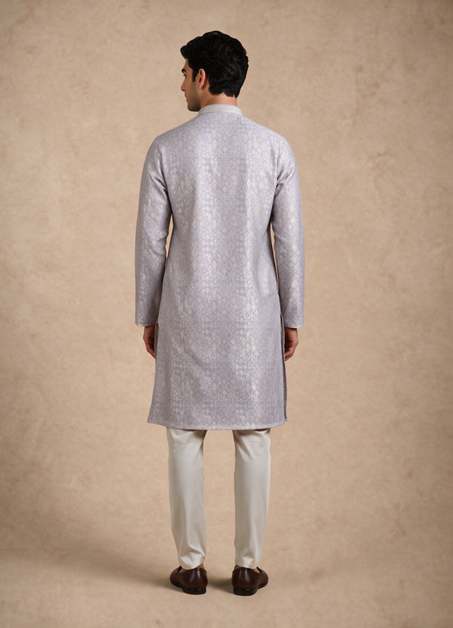 Manyavar Men Purple Brocade Kurta Pajama