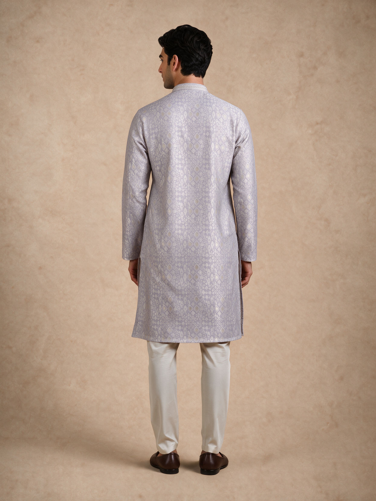 Manyavar Men Purple Brocade Kurta Pajama