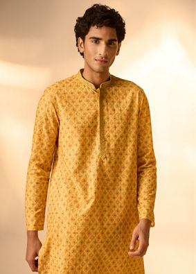 Manyavar Men Sunnyside Yellow Kurta Pajama