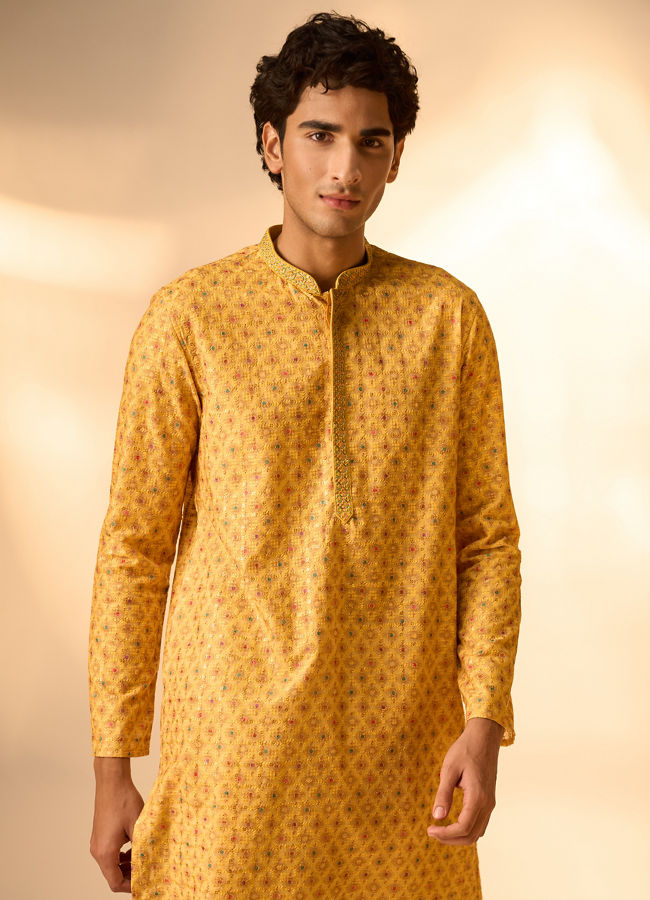 Manyavar Men Sunnyside Yellow Kurta Pajama