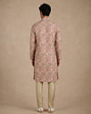 Manyavar Men Peach Blended Cotton Kurta Pajama with Print