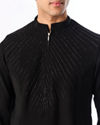 Manyavar Men Black Blended Rayon Kurta Pant with Embroidery