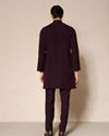 Manyavar Men Wine Blended Rayon Kurta Pant with Embroidery