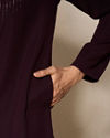 Manyavar Men Wine Blended Rayon Kurta Pant with Embroidery
