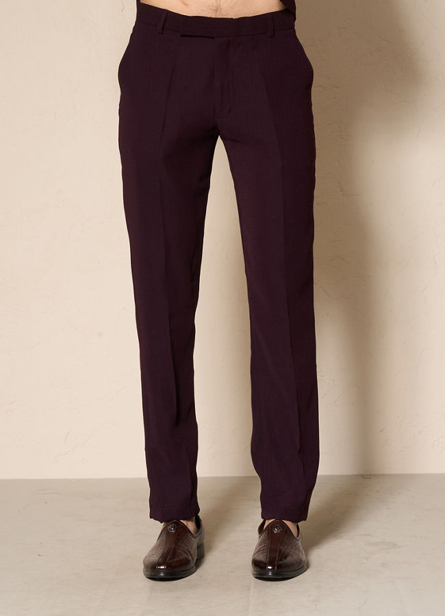 Manyavar Men Wine Blended Rayon Kurta Pant with Embroidery