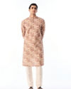 Manyavar Men Fawn Patchwork Printed Kurta Pajama Set