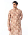 Manyavar Men Fawn Patchwork Printed Kurta Pajama Set