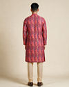 Manyavar Men Orange Art Silk Kurta Pajama with Print