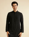 alt message - Manyavar Men Midnight Black Buta Embroidered Kurta Set image number 0