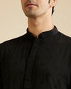 alt message - Manyavar Men Midnight Black Buta Embroidered Kurta Set image number 1