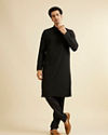 alt message - Manyavar Men Midnight Black Buta Embroidered Kurta Set image number 2