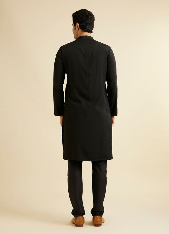 Manyavar Men Midnight Black Buta Embroidered Kurta Set