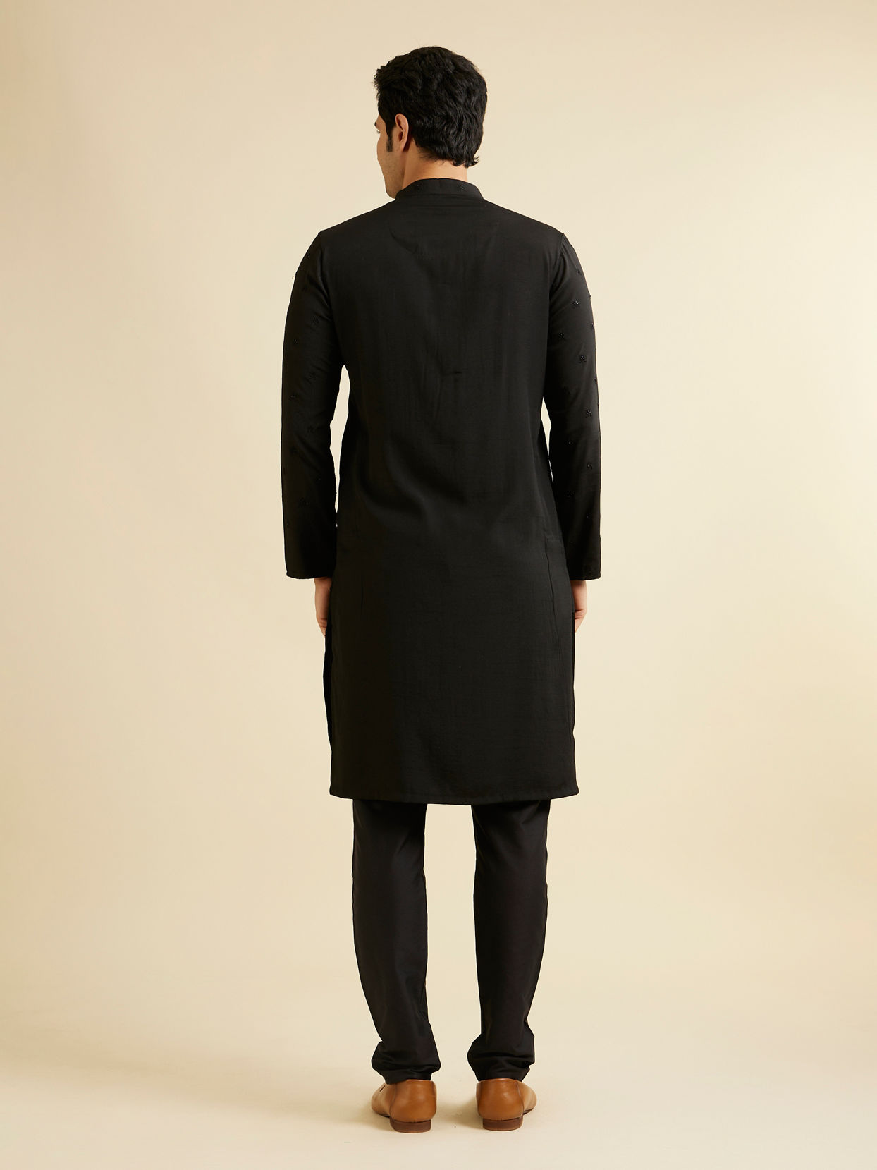 Manyavar Men Midnight Black Buta Embroidered Kurta Set